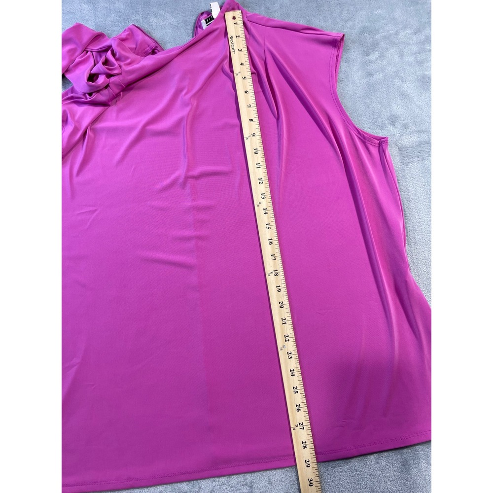 David Meister Womens Sleeveless Drape Neck Blouse 3X Pink Asymmetric Stretch - Picture 4 of 8